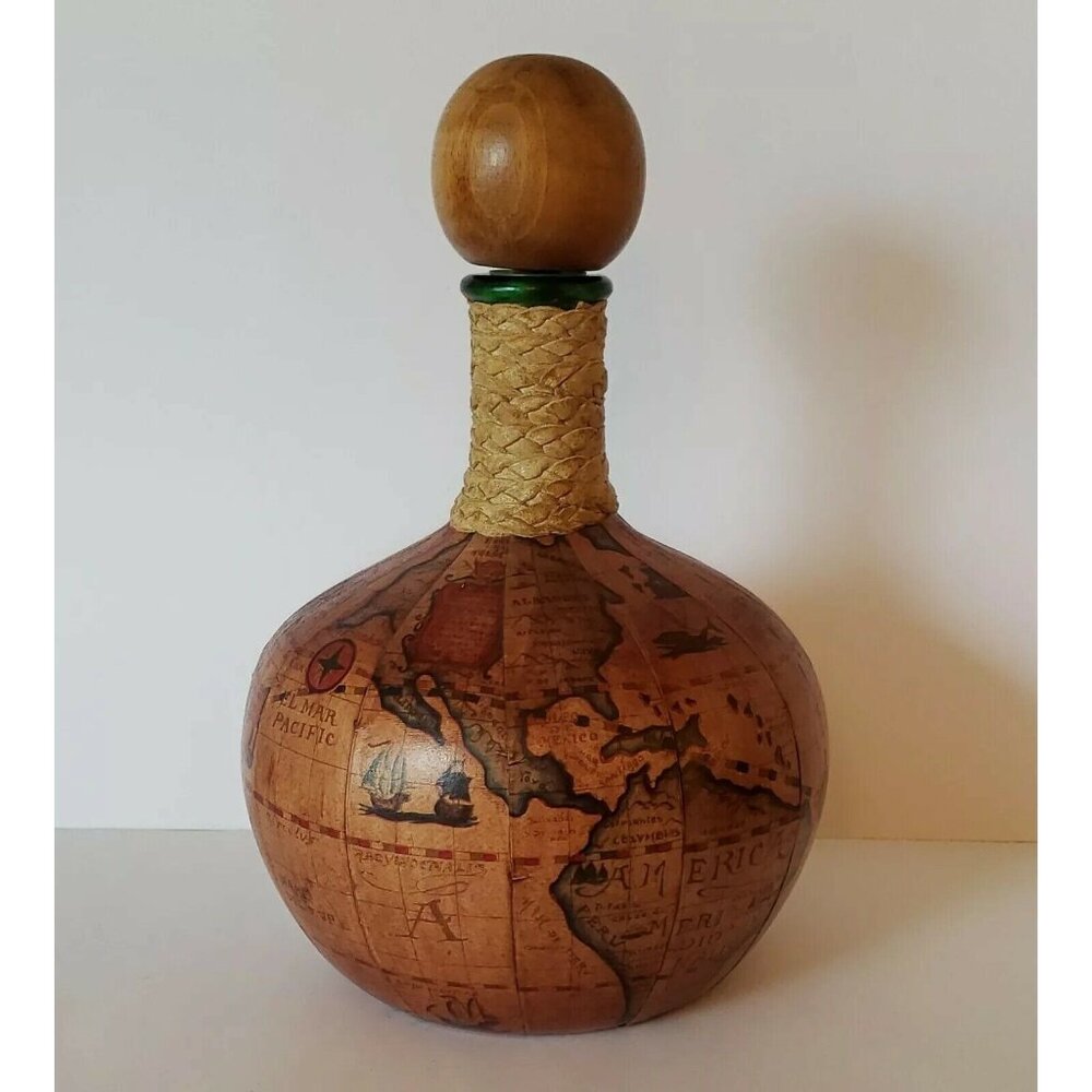 Ethan Allen Leather Wrap Decanter Liquor Bottle Italy Handmade British Classics